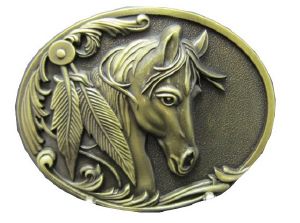 Boucle de ceinture Cheval western plaqué bronze