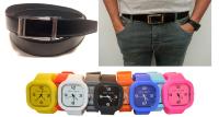 Ceinture cuir noir ULTRA + Montre Addon Watch Slim 