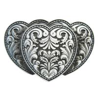 Boucle de ceinture Western triple coeurs