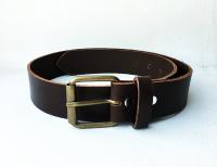 CPF02B - Ceinture cuir marron modèle "classique" avec boucle de ceinture rouleau vieux laiton
