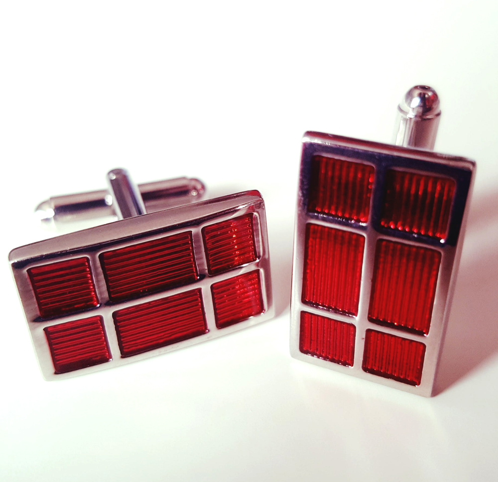 Boutons de manchette Rectangle Design rouge