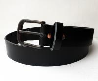 CPF01 - Ceinture cuir noir modèle "classique" avec boucle de ceinture noire vintage