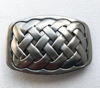 Boucle de ceinture celtique noeuds croisés laiton massif et plaqué argent