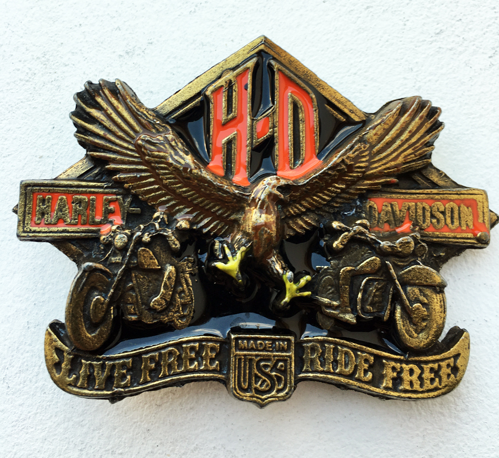 Vintage 1991 - Boucle de ceinture Harley Davidson Live free Ride free