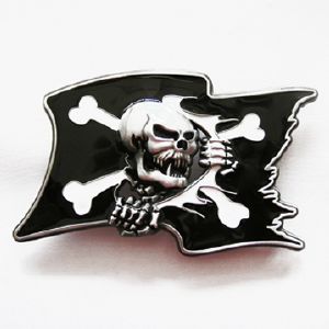 Boucle de ceinture Tête de mort drapeau pirate