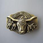 Boucle de ceinture Tête de  taureau plaqué bronze