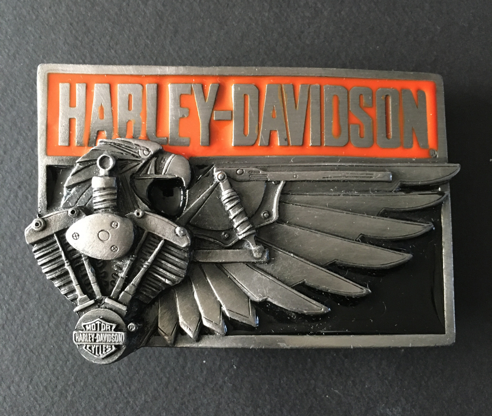 Vintage 1989 - Boucle de ceinture Harley Davidson Aigle et v-twin