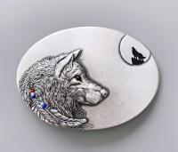 Boucle de ceinture Loup Western plaqué argent