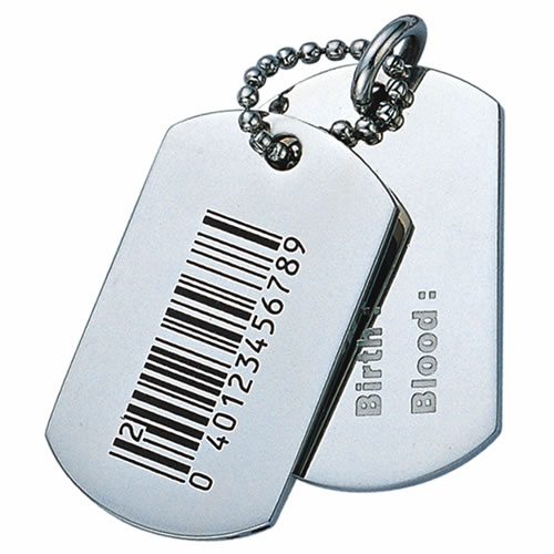 Pendentif Dog tag code barre