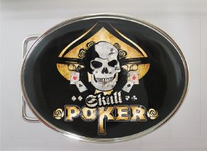 Boucle de ceinture Skull poker ovale