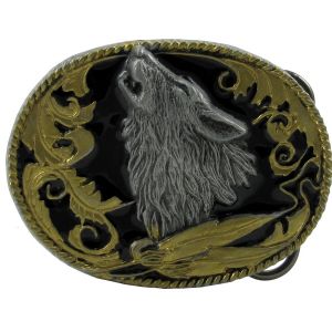 Boucle de ceinture loup or