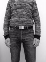 CA01 - Ceinture cuir noir avec boucle automatique métal brossé