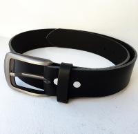 C08 - Ceinture cuir noir avec boucle de ceinture finition canon de fusil mat brossé