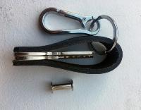 P01 - Porte clés cuir noir mousqueton organisateur de clés