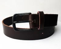 CPF01B - Ceinture cuir marron modèle "classique" avec boucle de ceinture noire vintage