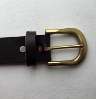 C12B - Ceinture cuir marron avec boucle de ceinture finition Laiton 