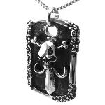 Pendentif Dog tag tête de mort épée