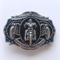 Boucle de ceinture Biker Live & Ride plaqué argent