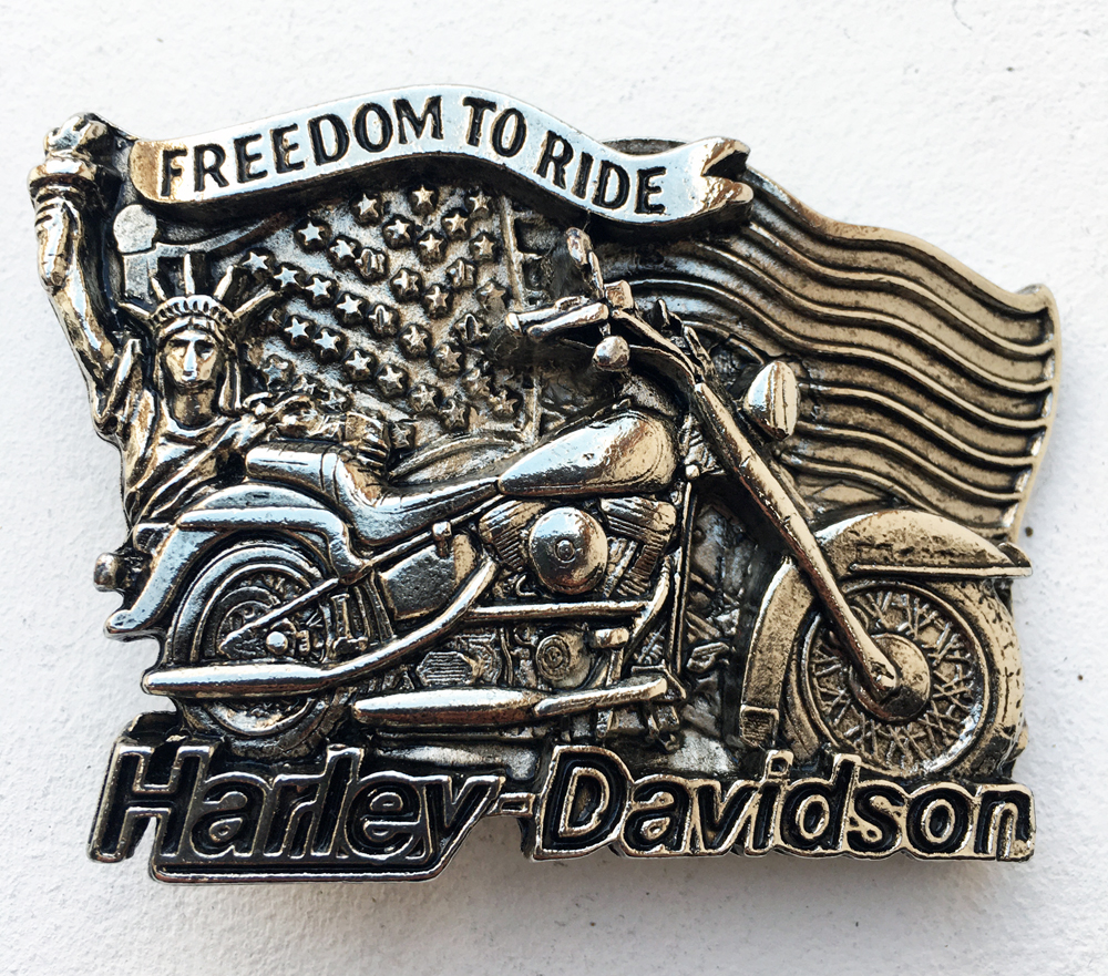 Vintage 1991 - Boucle de ceinture Harley Davidson Freedom to ride design