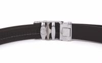 CA01 - Ceinture cuir noir avec boucle automatique métal brossé