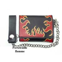 Portefeuille chaîne cuir PU Flamme