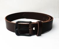 CPF01B - Ceinture cuir marron modèle "classique" avec boucle de ceinture noire vintage