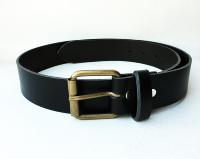 CPF02 - Ceinture cuir noir modèle "classique" avec boucle de ceinture rouleau vieux laiton