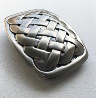 Boucle de ceinture celtique noeuds croisés laiton massif et plaqué argent