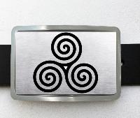 Boucle de ceinture Triskell Noir et métal brossé