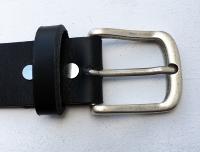 CPF04 - Ceinture cuir noir modèle "classique" avec boucle de ceinture vieil argent