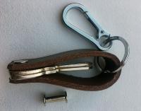 P02 - Porte clés cuir marron mousqueton organisateur de clés